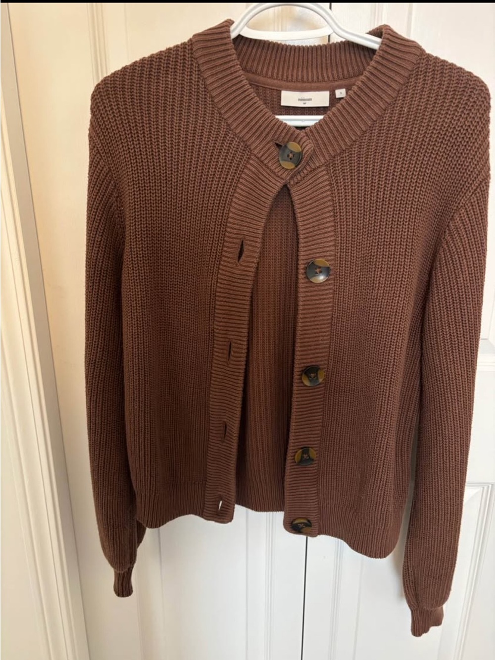 Minimum Brown Chunky Button-Front Women's Cardigan